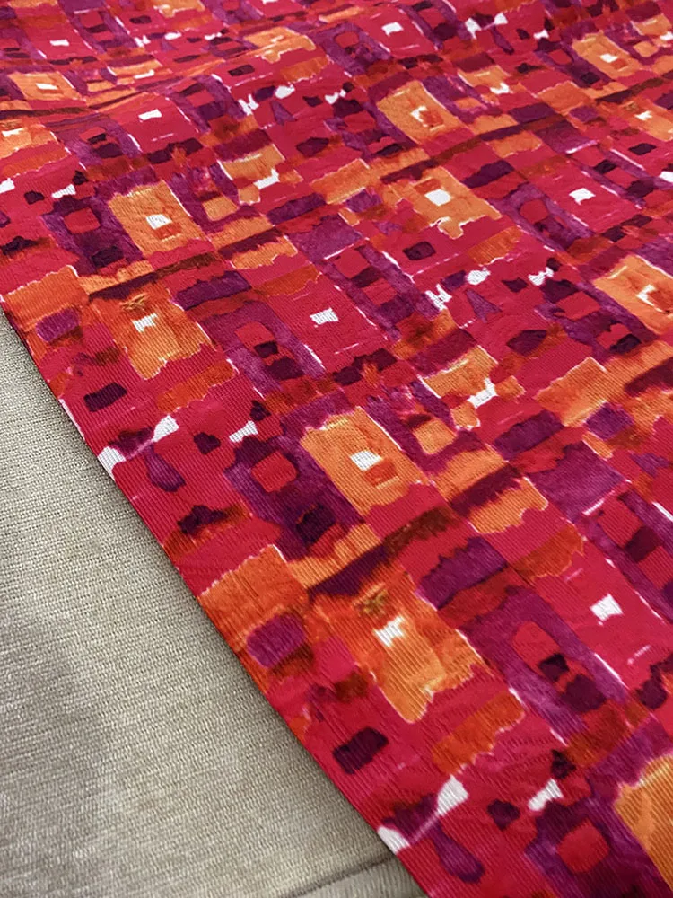 Elegante abito Slim in rilievo di fiori tridimensionali in stile francese 2022 abito scozzese a maniche corte rosa rosso di media lunghezza di moda