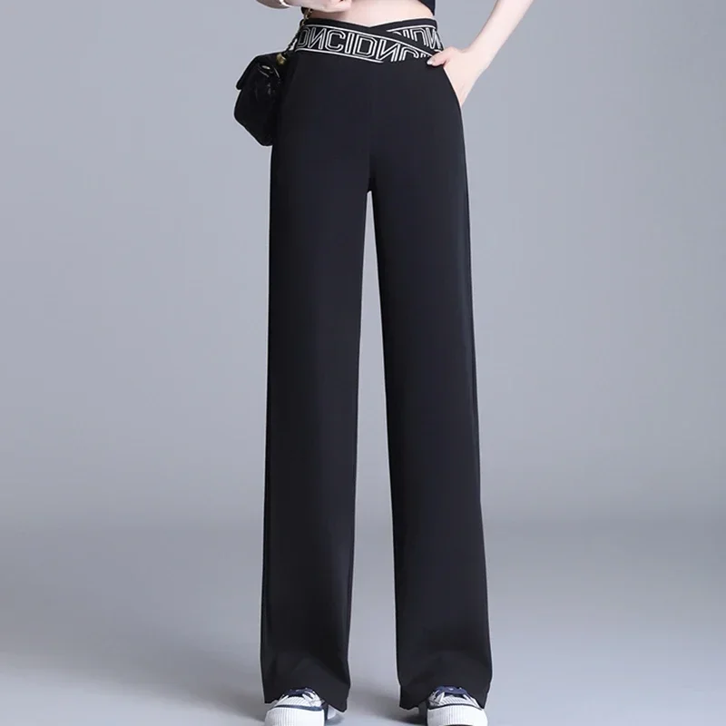 Women Wide Leg Pants Oversized 2025 Korean Fashion Clothing Sexy Bottoms Elegant High Waist Loose Y2k Black White Trousers XXXL