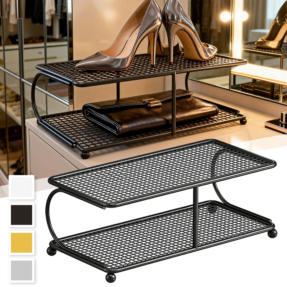 

Double-layers Shoe Rack Large Capacity Iron Metal Shoe Rack Space Saving Simple Durable Kitchen Shelf Home Indoor 40x20x12.5cm