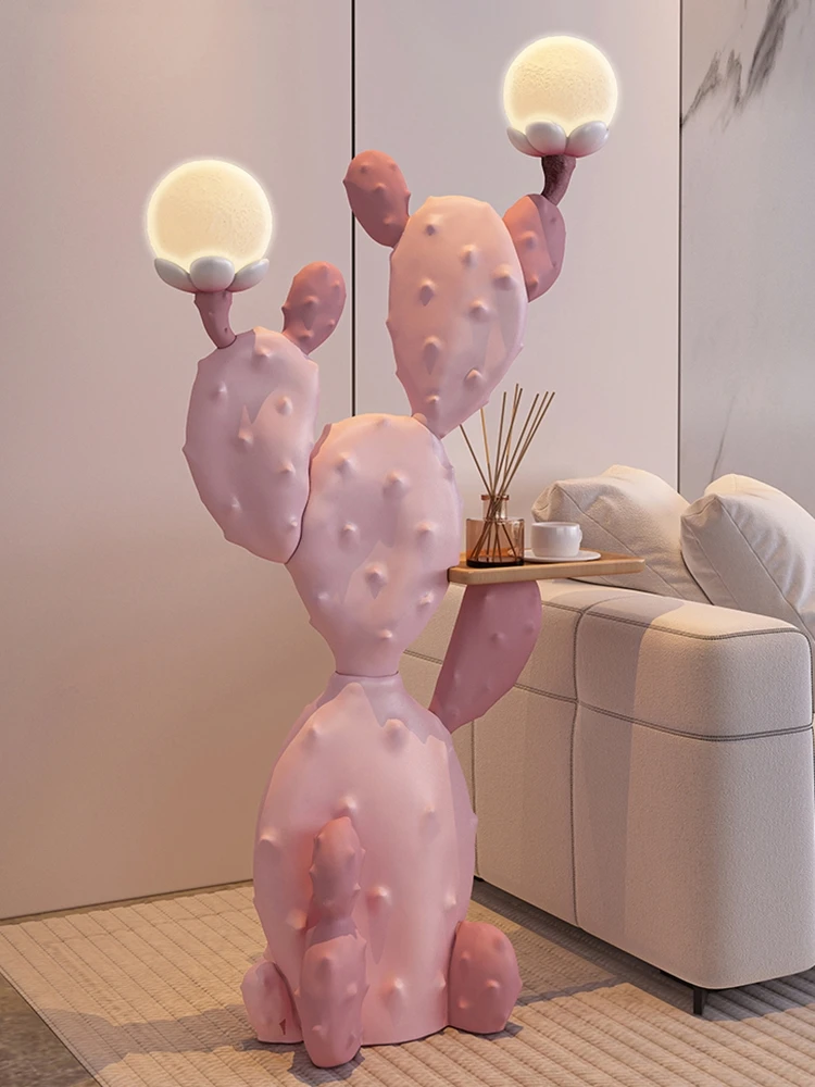 Nordic Living Room Tea Tables Creative Coffee Table Housewarming Gifts Home Decor 78CM Cactus Statue Side Table Floor Decoration