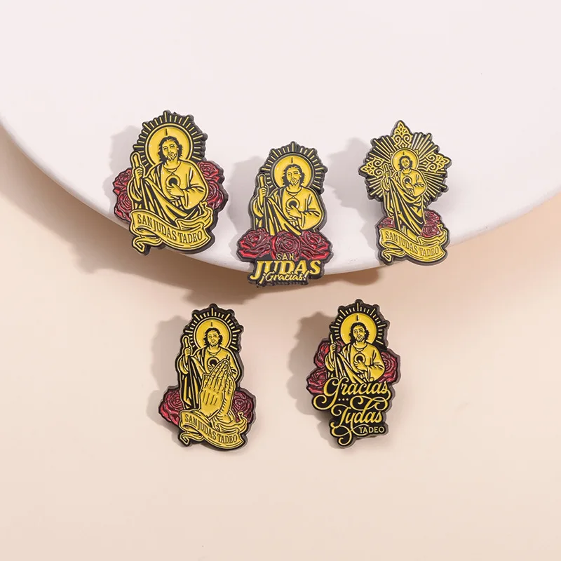 Jesus Art Statues Enamel Pins Custom Holy Brooches Backpack Lapel Metal Badges Wholesale Jewelry Gift for Believer Friends