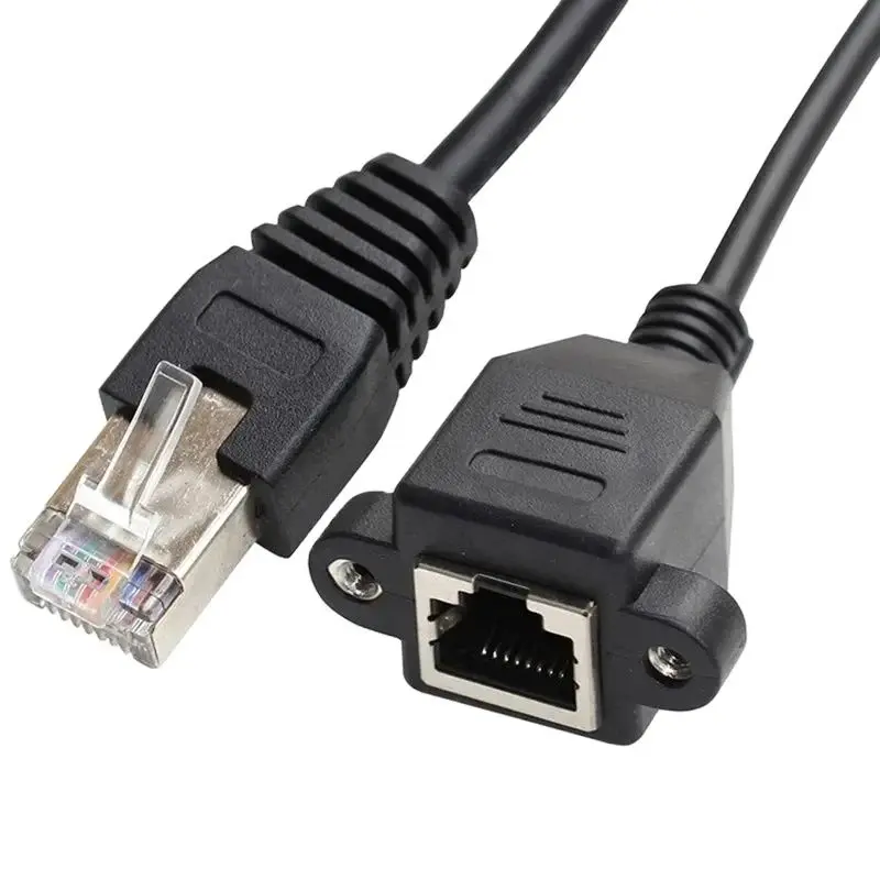 RJ45 Cable Male to Female Screw Panel Mount Ethernet LAN Network Extension Cable 30cm 1FT 60cm 2FT 100cm 3FT 150cm 300cm