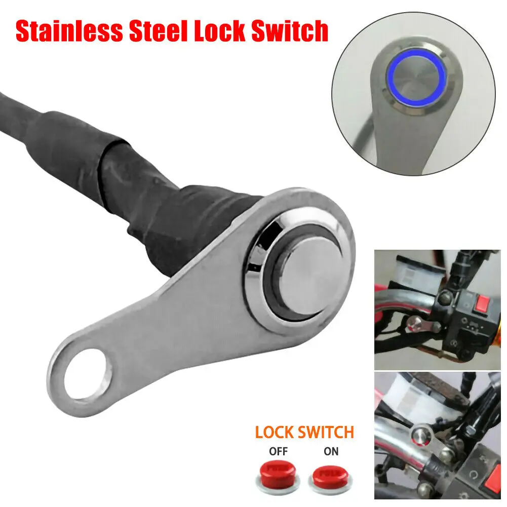 LED Motorcycle Switch ON+OFF Handlebar Mount Stainless Steel Waterproof 12V Fog Light Lamps Motorbike Horn Push Button Switch