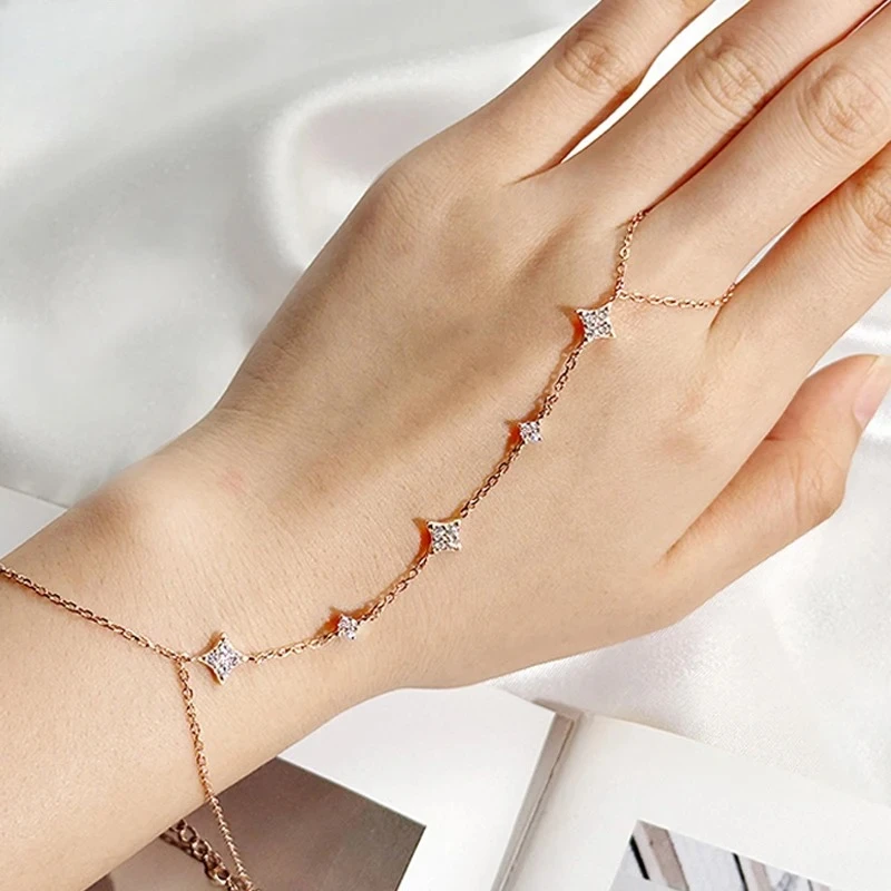 

14K Plated Certified Moissanite Bracelets For Women Girls 14-21cm Adjustable Chain Lab Diamond 100% Real Pure Silver 925