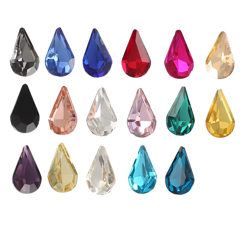 50PCS Drop-shaped Crystal AB Rhinestone Pointed Back Adhesive Acrylic Crystal Stone Seam-free Beads Suitable for Clothing DIY