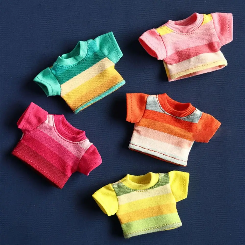 Camiseta informal para muñeca, accesorios DIY de estilo a la moda, ropa elástica para muñeca, 5 colores para muñecos de peluche de algodón de 10cm