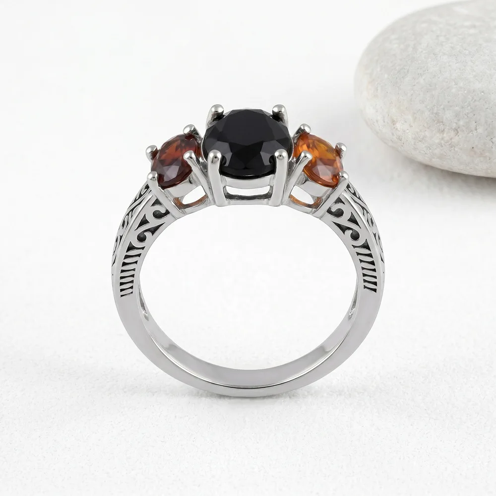 Monkton Oval Zircon Rings for Women Black Red Luxury Vintage Engagement Ring Fashion Jewelry anillos mujer