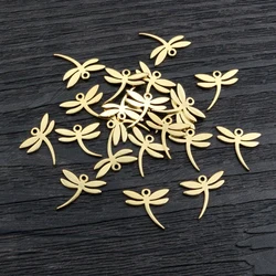 10pcs 11x12mm 316 Stainless Steel Gold Plated Dragonfly Small Charms Pendant For Necklace DIY Jewelry Making Findings