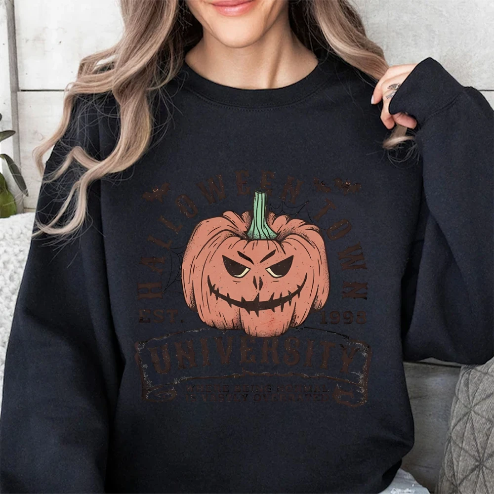 Cotton High Quality Hoodie Halloween Pumpkin Letter Graphic Print Loose Shoulder Trend Designer 2024 New Fashion Sweatshirt