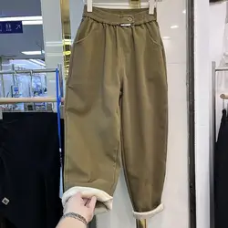 Pantalon Cargo pour femmes, en peluche et épais, Harlen décontracté, jogging, Streetwear, nouvelle collection hiver