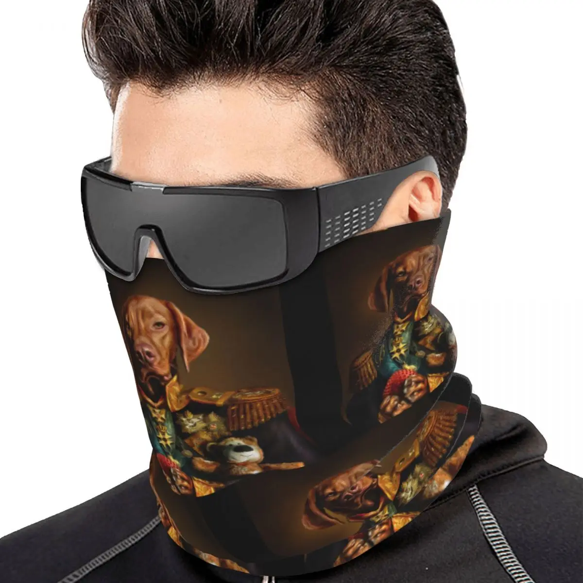 Bertie The Hungarian Vizsla - Dog Portrait Multifunctional Elastic Neck Gaiter Wind Proof Face Cover Bandana Unisex for Climbing