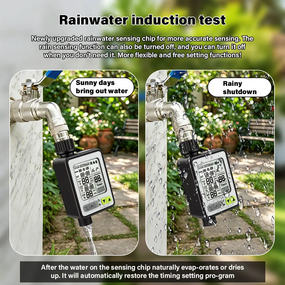 Automatic Garden Water Timer Digital Household Irrigation Controller Tool With Rain Delay Auto Manual Mode For Lawn Yard