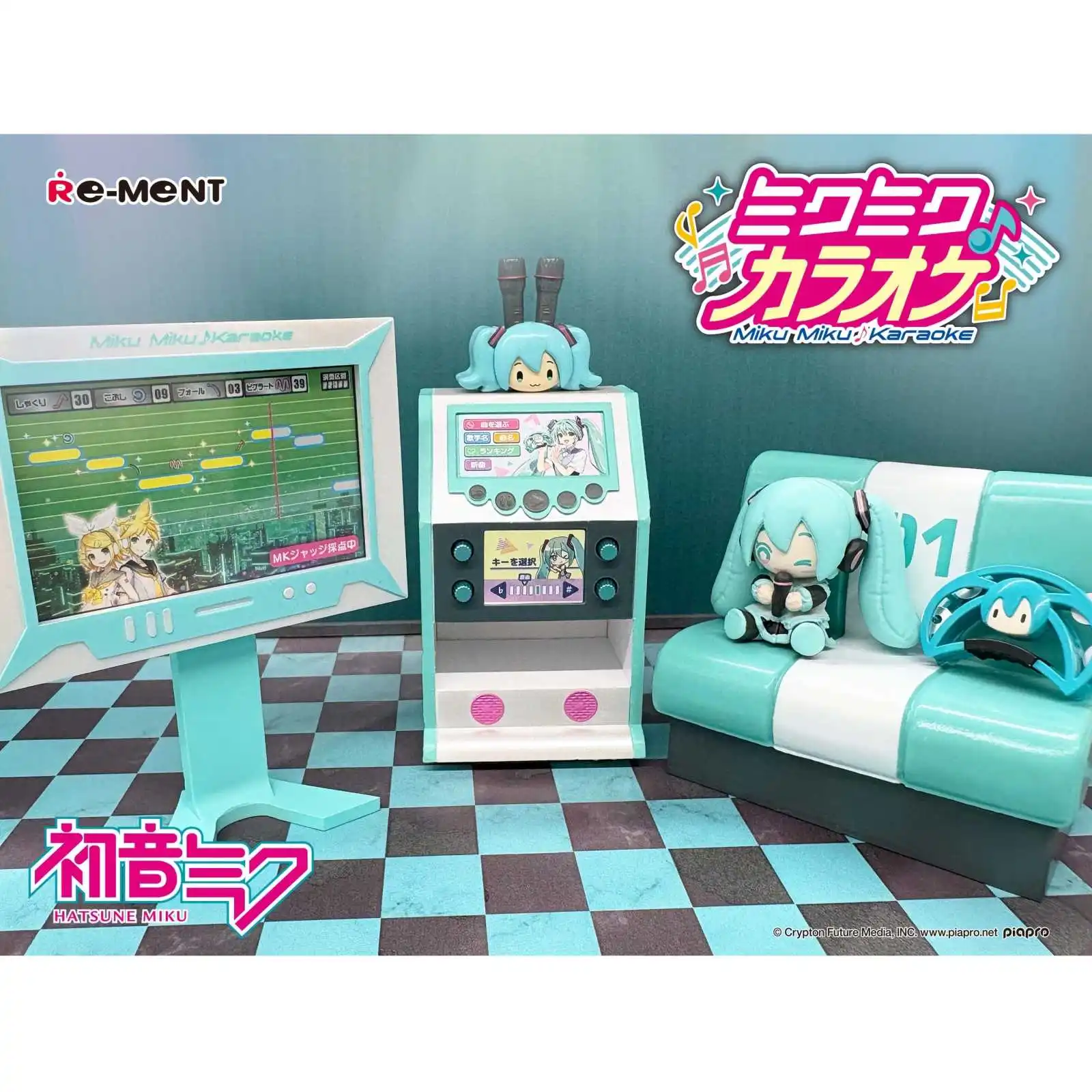 

Anime Hatsune Miku Karaoke Series Blind Box Miniature Scene Prop Ornament Collectible Simulation Model Toy Trendy Vinyl Face