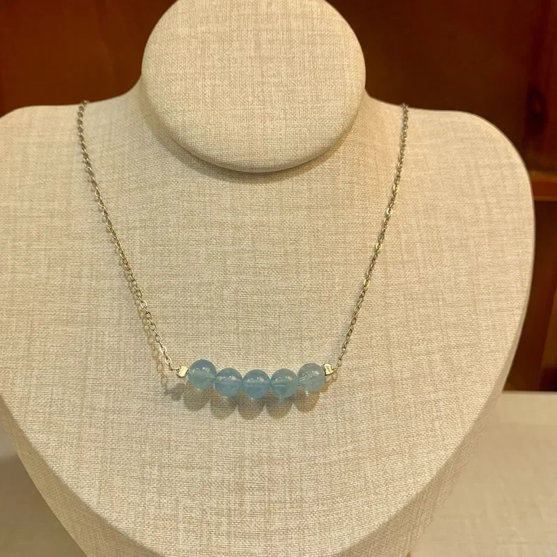 Copper alloy marine chalcedony smile chain New Chinese style cooling necklace Fashion new niche temperament collarbone chain