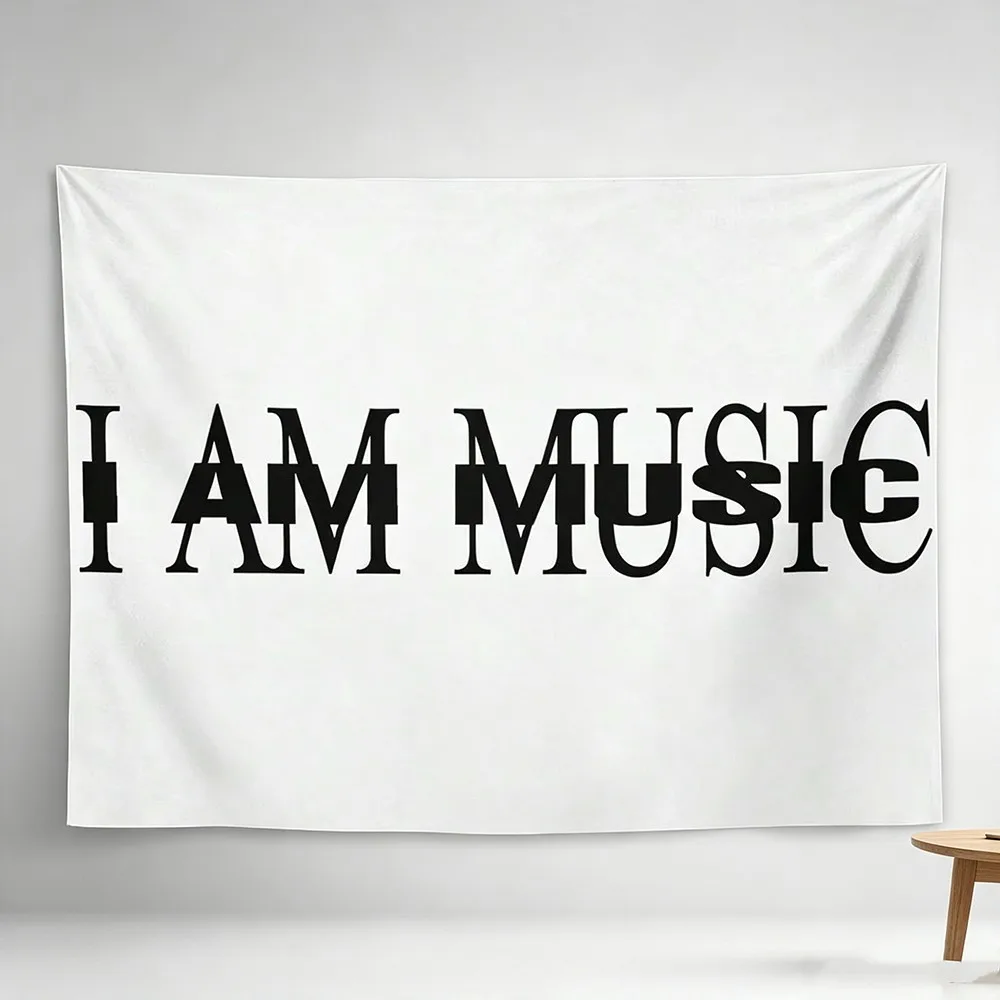Minimalist Typography Wall Tapestry, Bold Statement Text Wall Hanging, Modern Simple Art Backdrop for Dorm Bedroom Studio Wall Decor