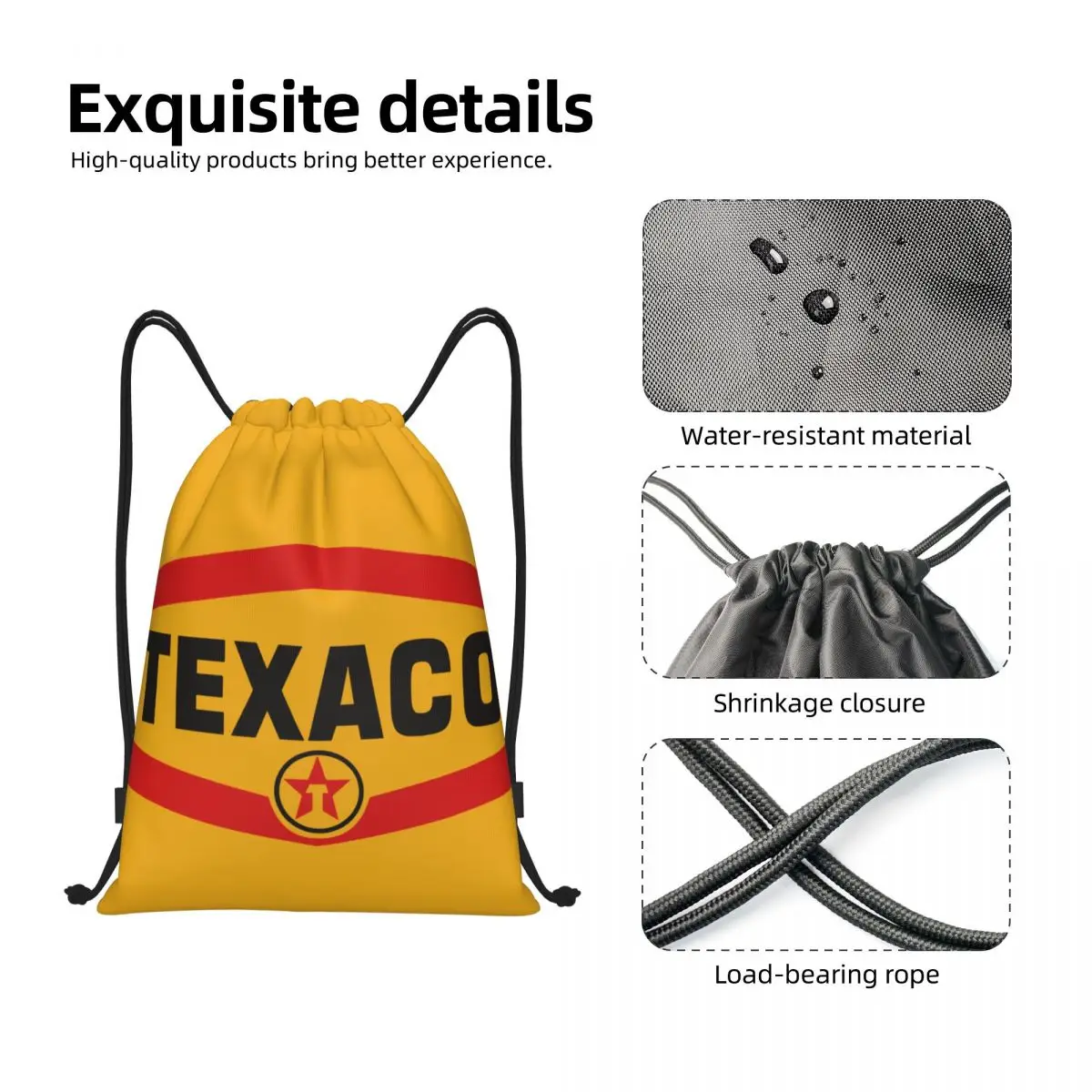 Custom Texaco Gift Drawstring Bag para Compras, Mochilas Yoga, Sports Gym Sackpack, Homens e Mulheres