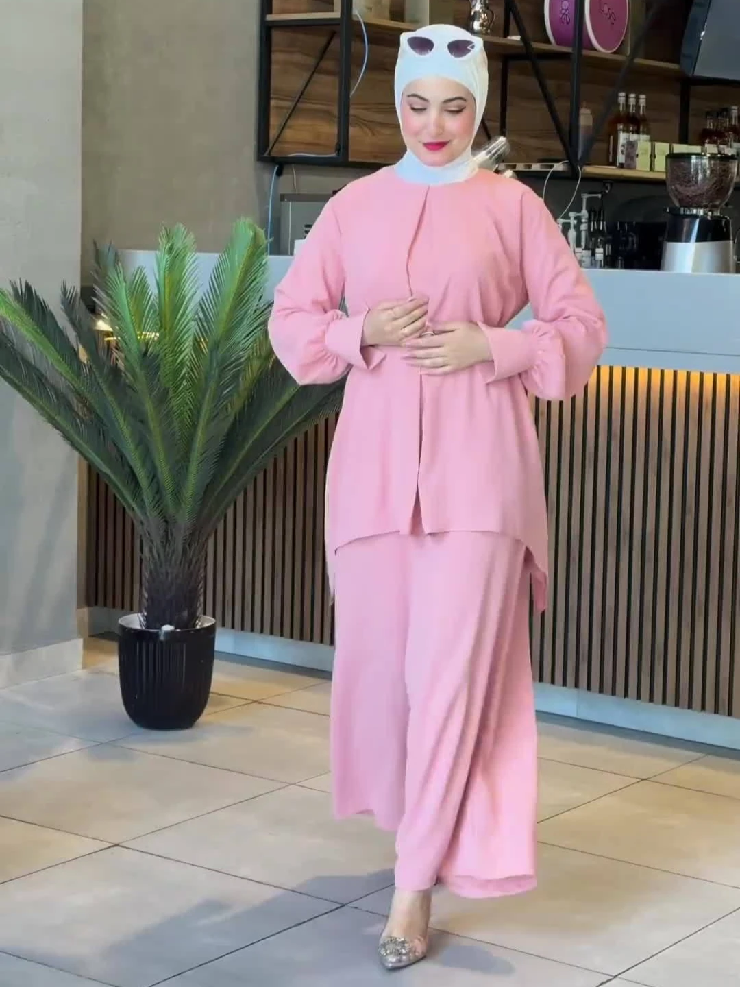 

Eid Women 2 Piece Set Shirt Belt Pant Muslim Sets Dubai Blouse Casual Blusa Jalabiya Ramadan Long Kaftan Arab Wide Leg Pant 2025