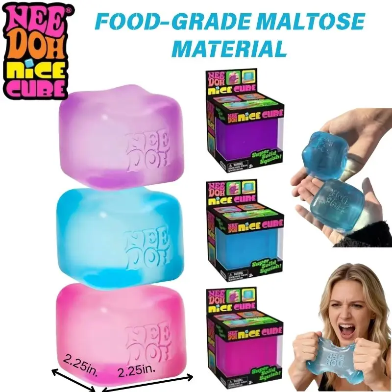 Schylling Needoh Nice Cube Sensorisches Fidget-Spielzeug zur Stresslinderung, Quetschbares Anti-Angst-Fokus-Beruhigungsspielzeug für Kinder und Erwachsene mit ADHS