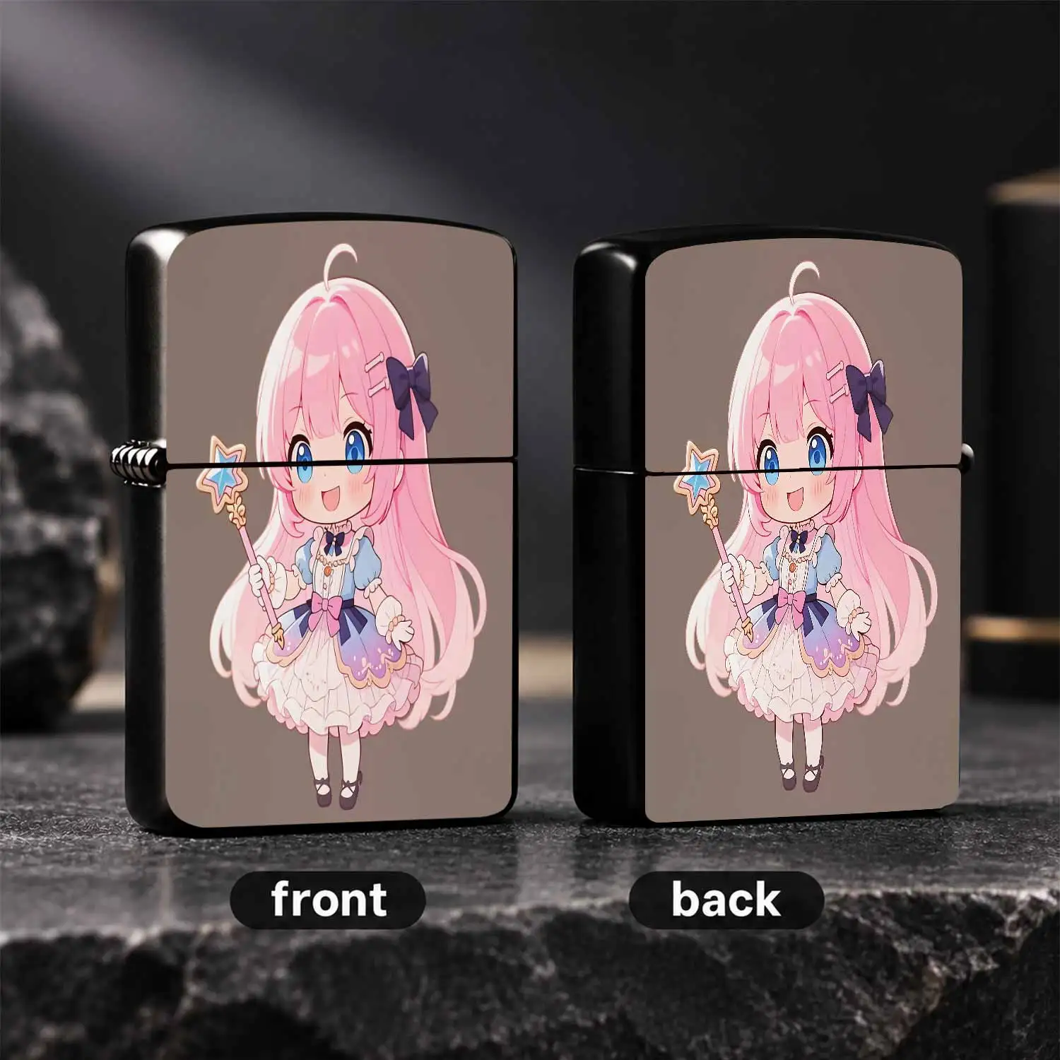 Cute Chibi Pink-Haired Magical Girl Lighter, Adorable 2D Anime Sweet Little Fairy Design Withwand, Portable Stylish Igniter, Ideal Creative Holiday Gift For Friends And Girlfriends, Versatile Daily Use Accessory For Any A Humorous And Inter