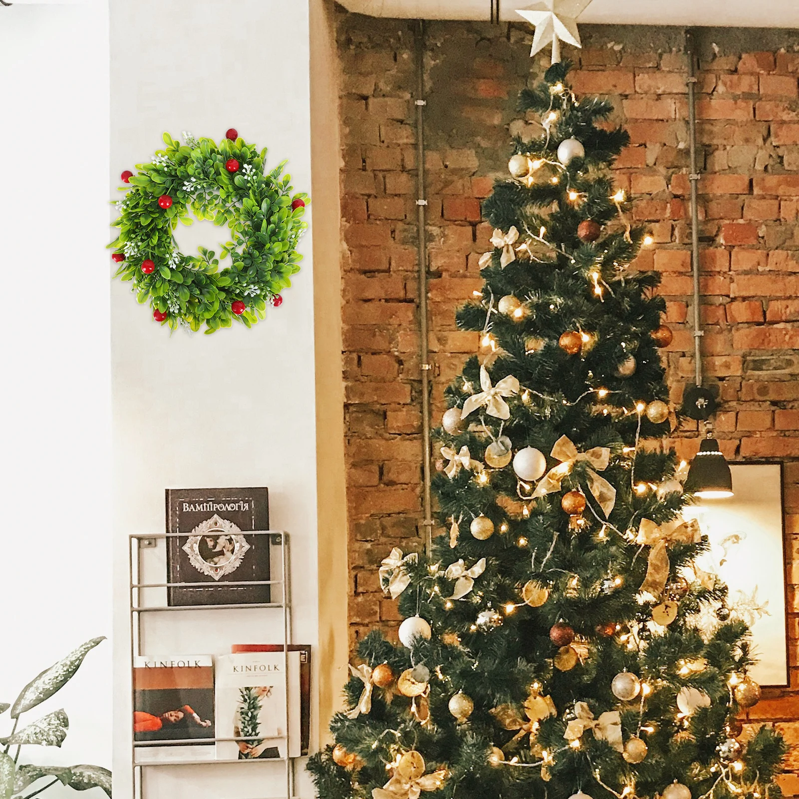 

1Pcs Xmas Wreath Festival Adornment Lifelike Christmas Decor Add Fun Festive Atmosphere to Your Home Christmas Wreath