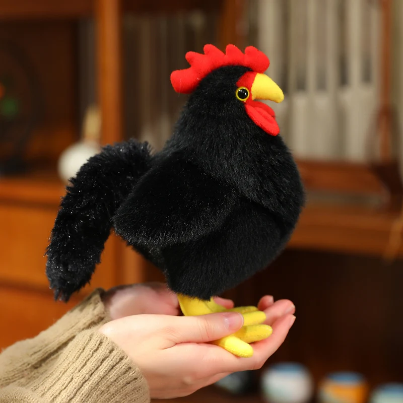 20/35/50 سنتيمتر محاكاة الديك دمية ألعاب من نسيج مخملي محشوة أسود أبيض الأراضي الزراعية الحيوان بلوشي هدية عيد ميلاد