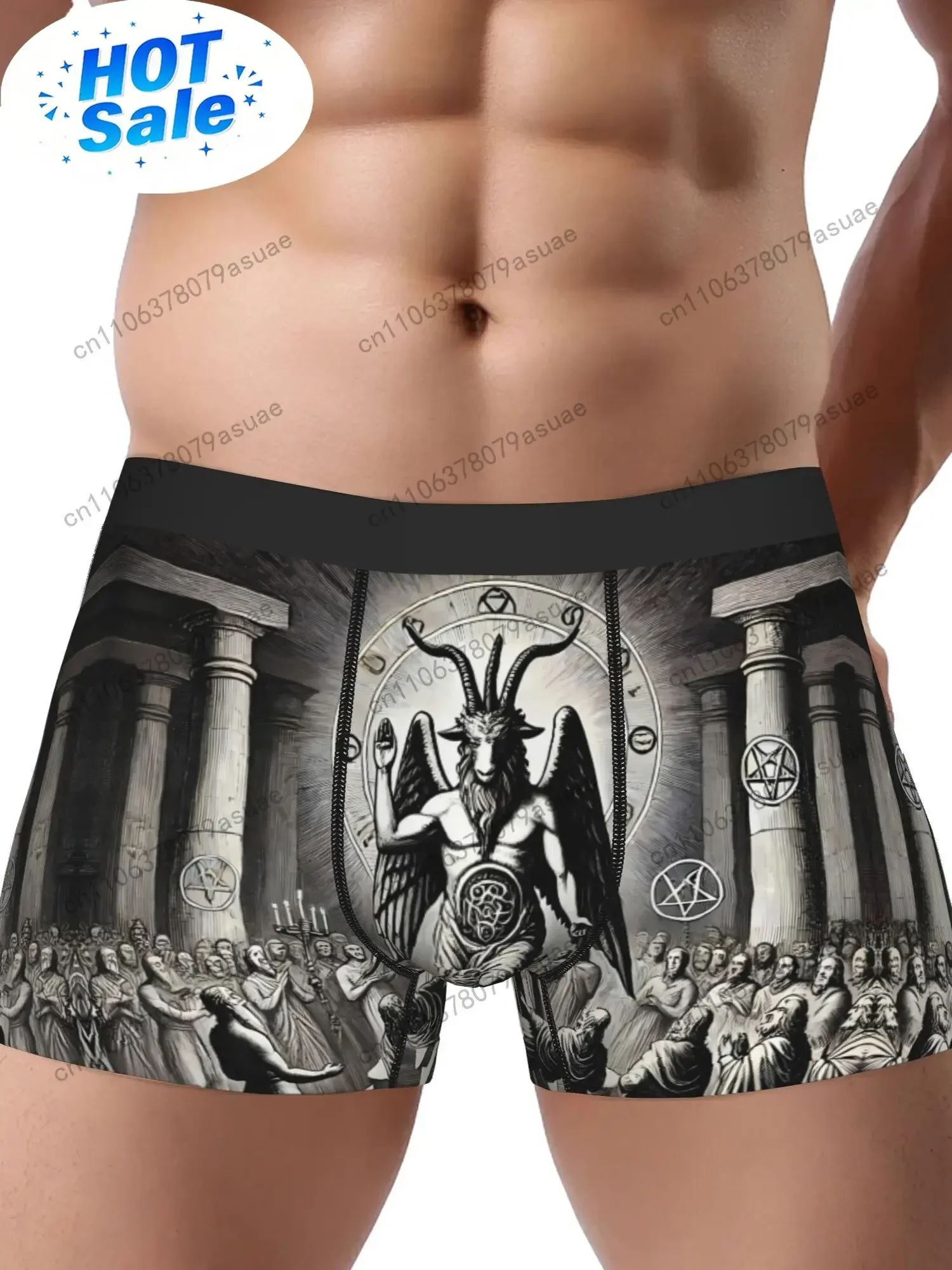 Satan Men'S Boxer Briefs Stretch Fabric Gothic Angel  Destruction Print Comfort Fit Underwear for Men Novelty Boxer Shorts bLACK