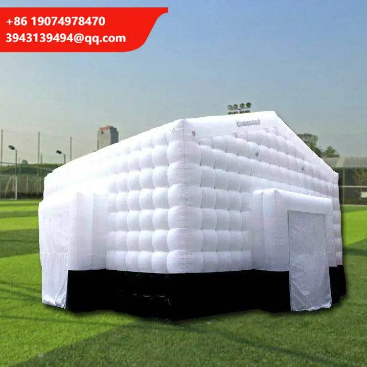 

Led Tentsayok Tan Party Nightclub Black Customized 8x8 Inflatable Tent With Double Cube Roof