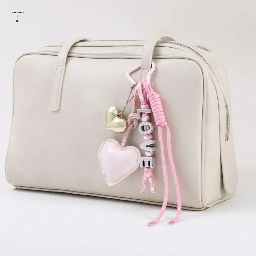 بو القلب الجلود حبل المفاتيح الإنجليزية إلكتروني المنسوجة حبل حبل مضفر سيارة Keyrings الكورية نمط مكافحة خسر الحب حبل حقيبة العرافة #1