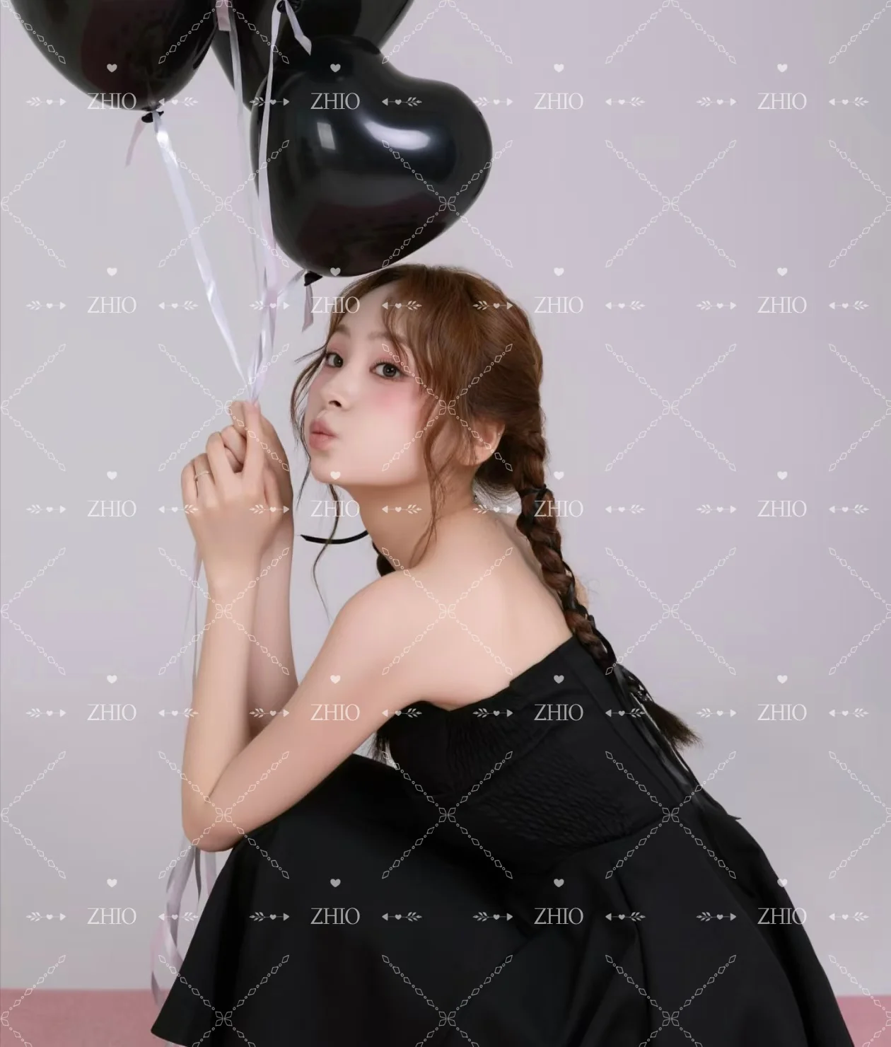 ZHIO Sweet Black Short Wedding Party Dress Strapless A-Line Birthday Korea Photo Shoot Bridal Reception Gown Custom 웨딩드레스