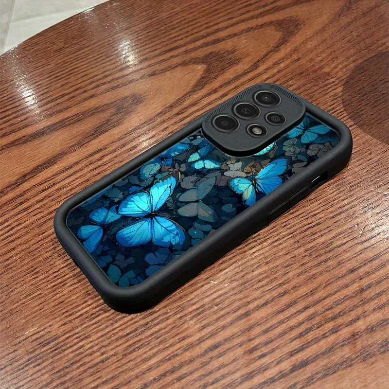 Blue butterfly pattern phone case suitable for Samsung Galaxy S26 S25 S24 S23 S22 S20 FE/Ultra/Plus anti drop back cover