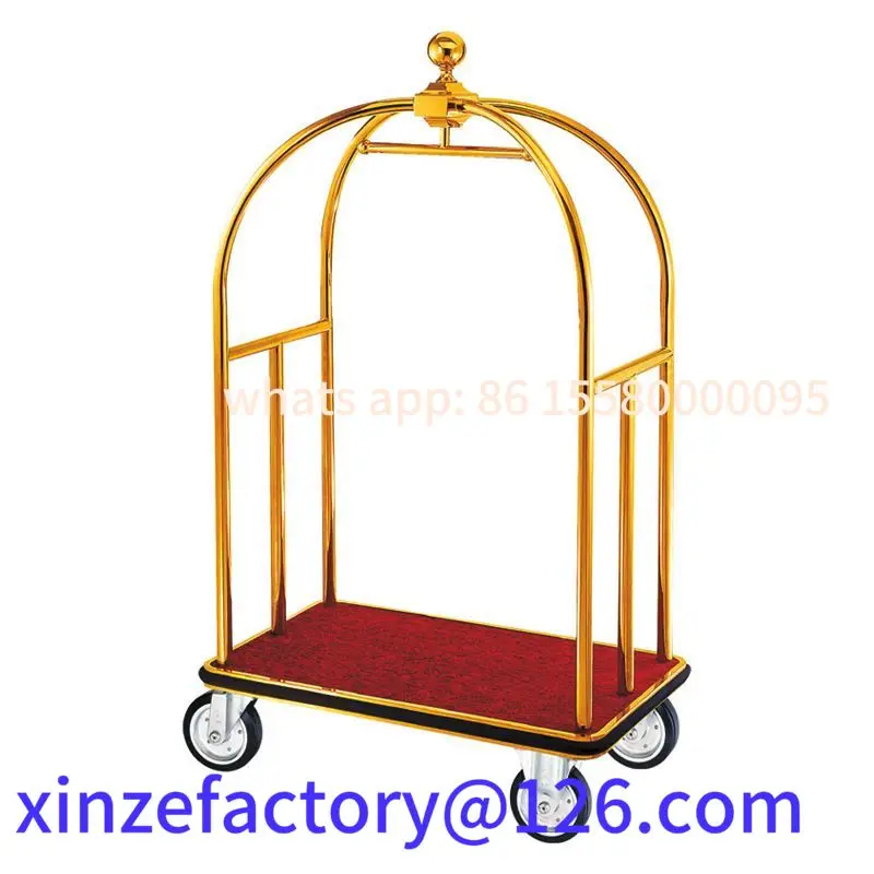 

Customizable stainless steel luxury hotel luggage trolley