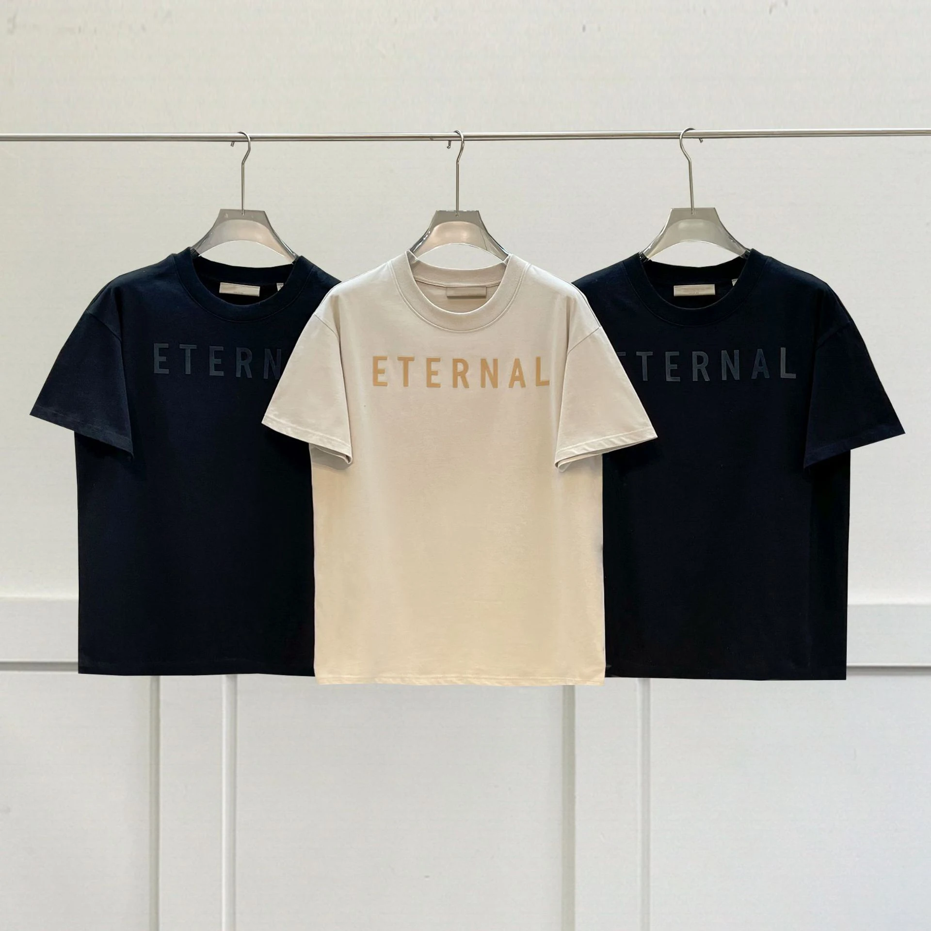 

New Season Eternal Series T shirts Men Women 2023 Hip hop Streetwear Flocking Letter Print 100% Cotton T-shirt Tees