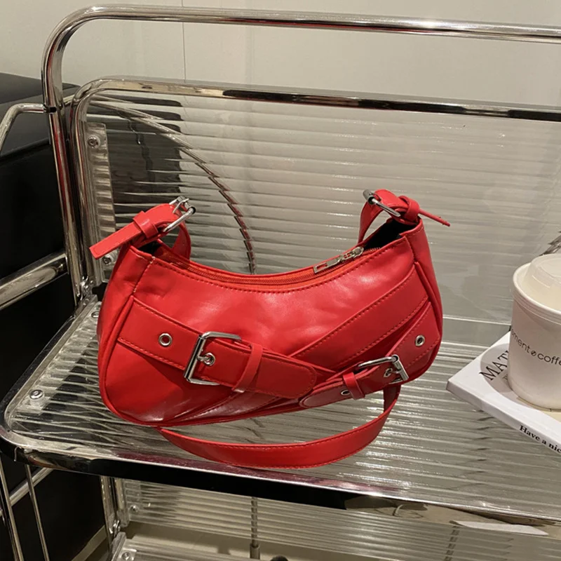Vintage Underarm Handbag Fashionable Motorcycle Shoulder Bag Punk Style Casual Crossbody for Hot Night Out Daily