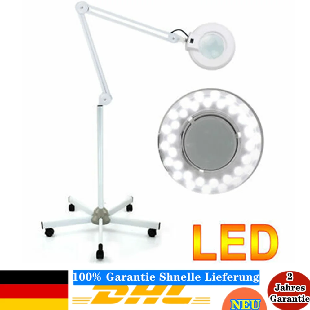 LED floor lamp Cosmetic chandelier work lamp with 5X/ 8X Magnifier, 5/8 Times Magnifying Glass 5 Legged LED Floor Light