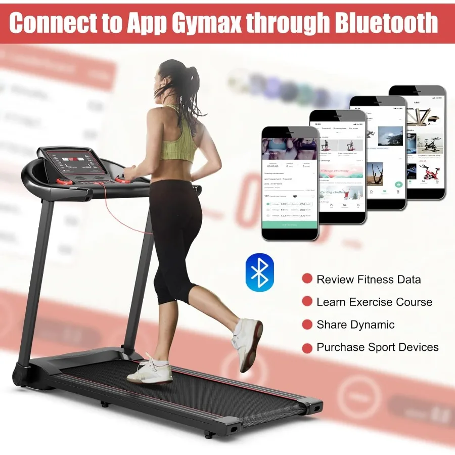 جهاز سير كهربائي محمول قابل للطي 2.25 حصان مع التحكم في التطبيق، 12 برنامجًا محددًا مسبقًا، سمّاعات بلوتوث، شاشة LED #3