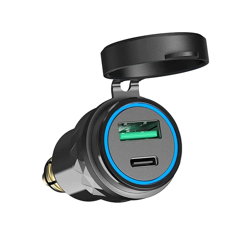 48W USB C Car Charger Socket Strong Fast Charger 30W PD & QC 3.0 Cigarette Lighter Adapter Hella DIN Plug for BMW Ducati Triumph