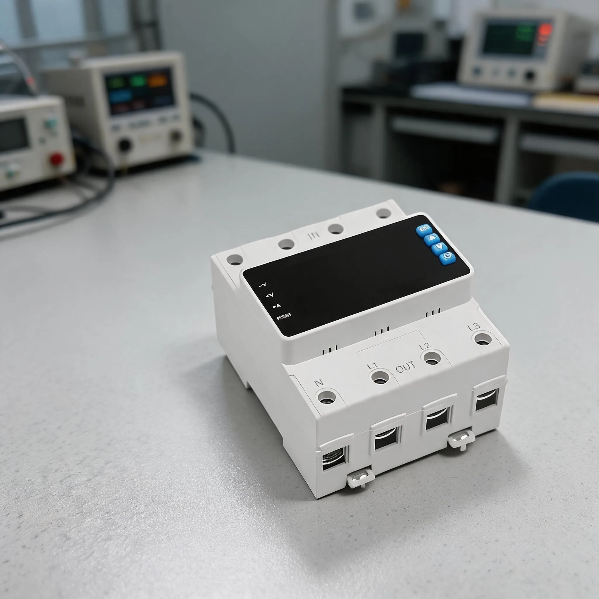 Adjustable Overvoltage Undervoltage and Overcurrent Protection Device for Three-Phase AC Systems with Rail Installation