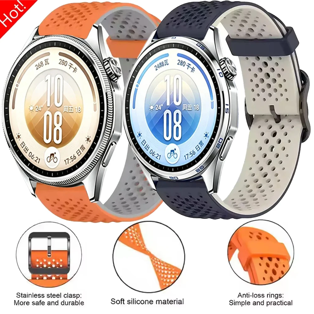 20mm 22mm Liquid Silicone Strap for Huawei Whatch GT7 GT7 Pro Original Watchband for Garmin Forerunner 570 47mm 42mm Accessories
