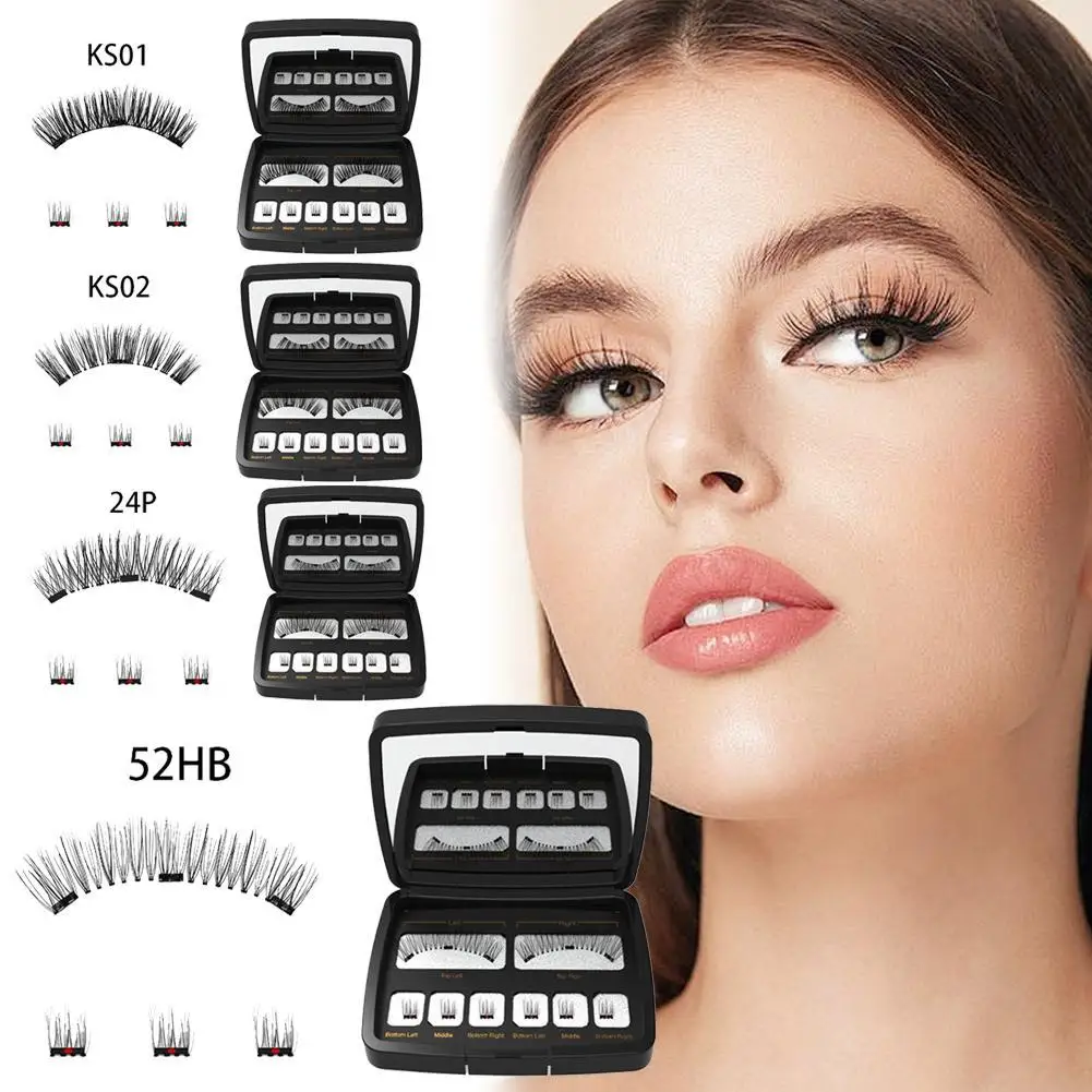 

Upgrade Magnetic Eyelashes with Applicator Reusable Soft Magnetic Eyelashes Natural Look No Glue Needed Lashes Kit