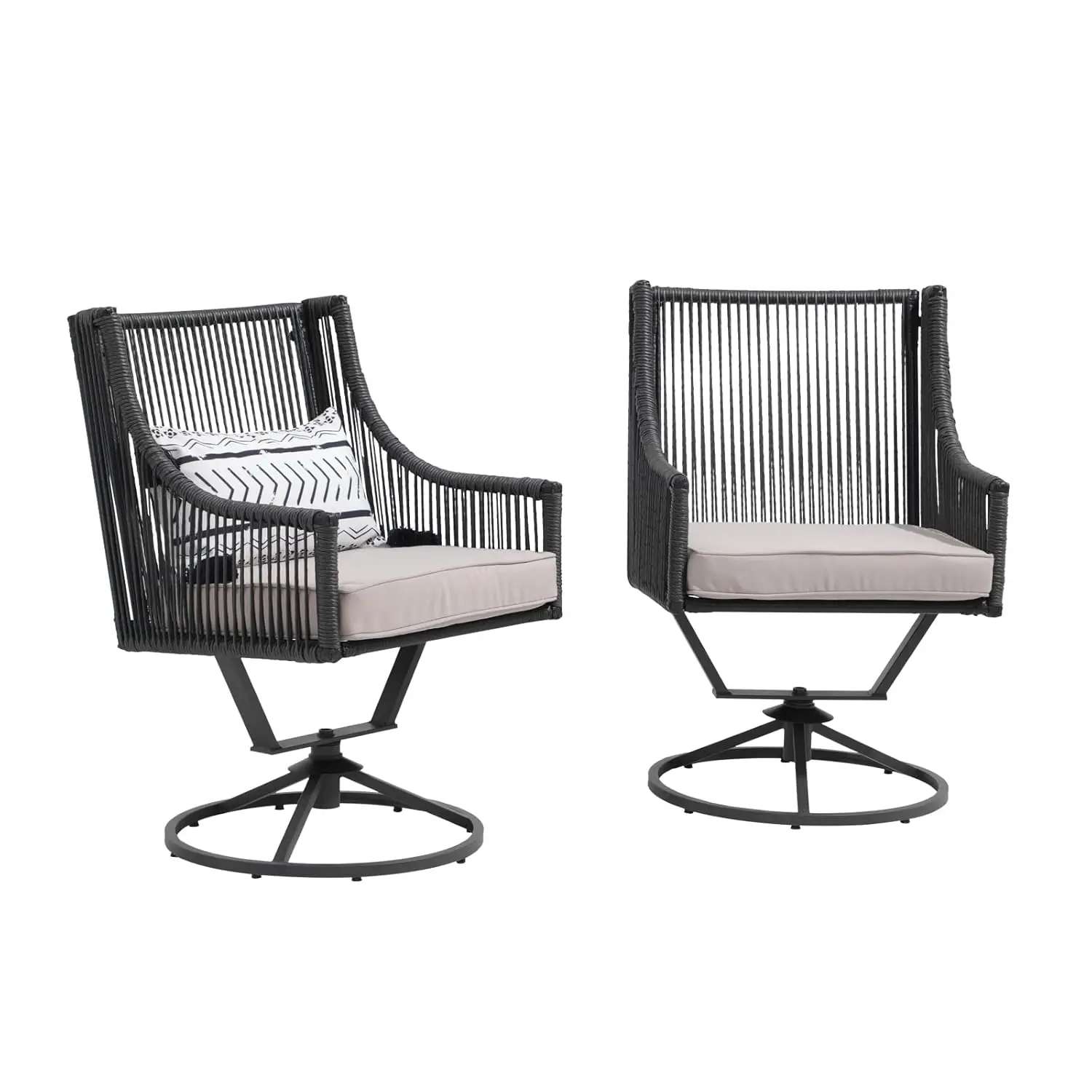 

Outdoor Swivel Dining Chairs Set of 2, Patio Wicker Dining Chairs, All-Weather Twisted PE Rattan Chair, Outside, Customized