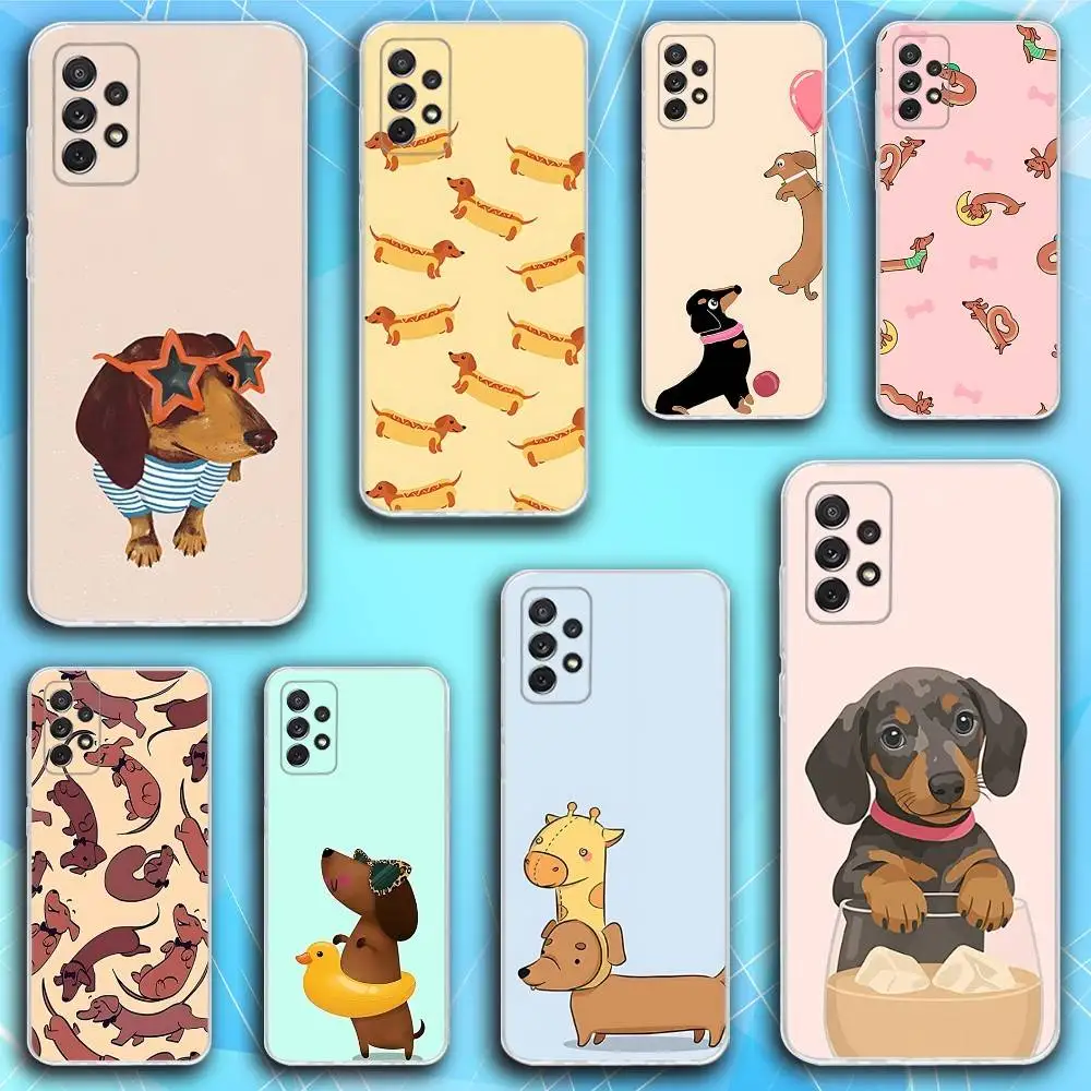 

D-Dachshund Sausage Dog Phone Case For Samsung S30,23,21,22,20, FE lite,S10,9,8,7 PIus Note20ultra Soft Transparent