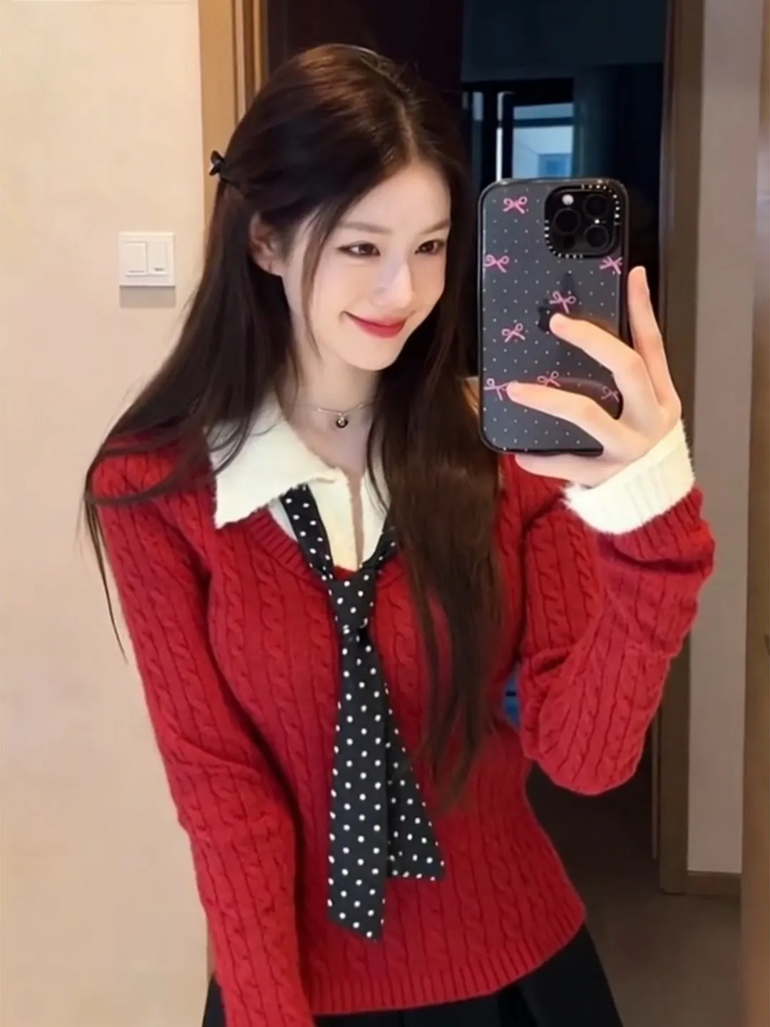 Rouge Ne tricoté pull femme automne hiver ort Sve Long Sve vêtements intérieurs coupe ajustée Faionable petit haut