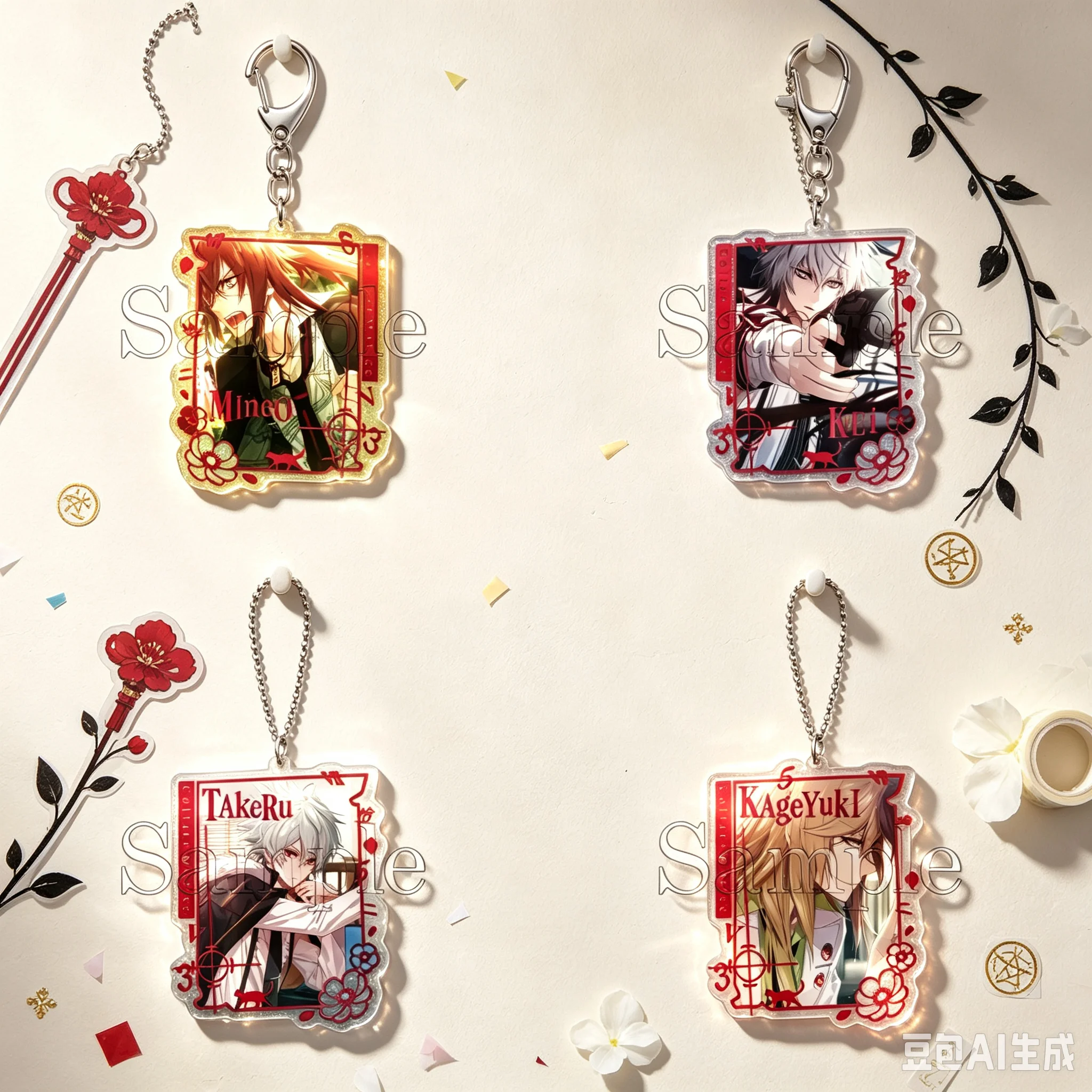 High Definition Images  New Style Cartoon Collar x Malice Figure Decoration Bag Car Key Ring Charm Gift Anime Acrylic Keychain