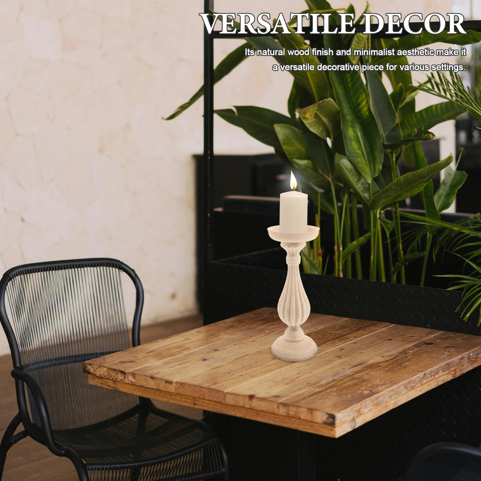 

2pcs European Style Candlestick Vintage Wood Display Stand Unfinished Decor Rustic Holder for Home Dining Photography