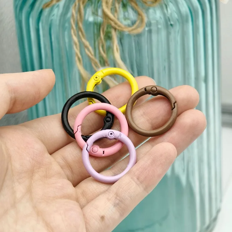 10Pcs Colorful 24mm Alloy Trigger Round Snap Keyring Buckle Snap Hook O Ring Buckle for Keychain Bag Purse DIY Trinkets Bulk