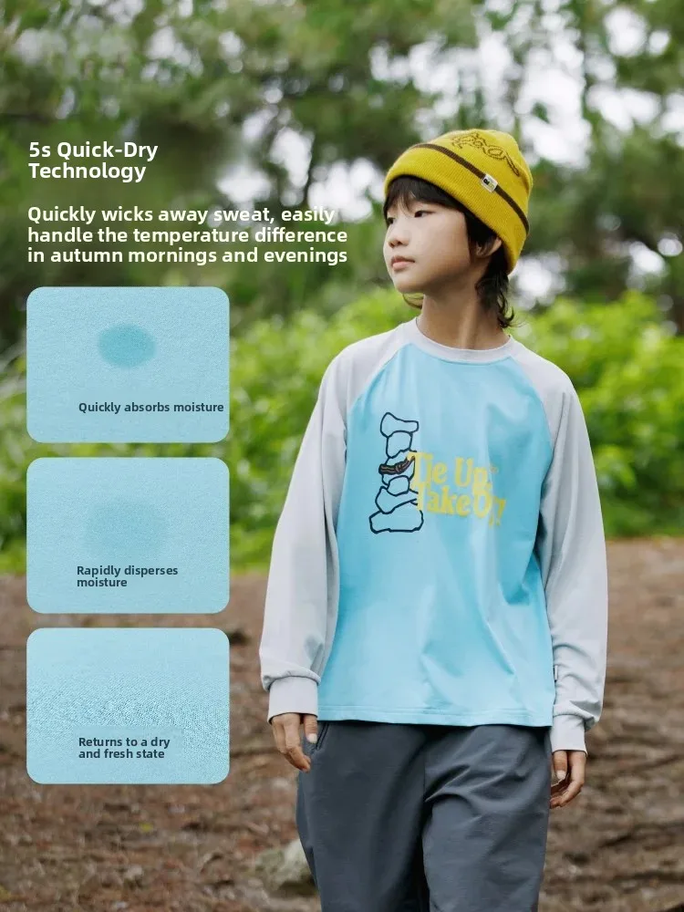 Mipo Autumn Long Sleeve Children's T-shirt Outdoor Quick Dry Sportswear for Boys And Girls Breathable Printed Casual Top