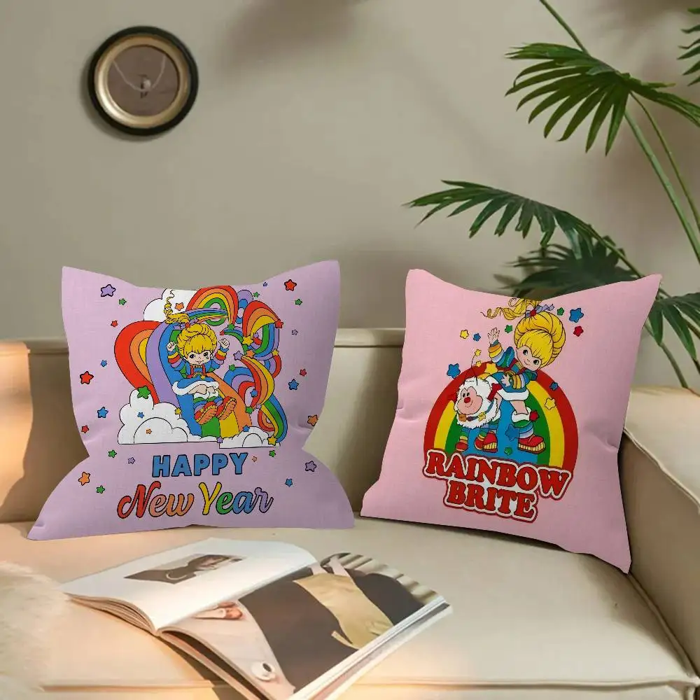 

R-Rainbow B-Brite Cartoon Pillow Cover For Bedroom Room And Living Room Sofa Decorative Cushion Cover
