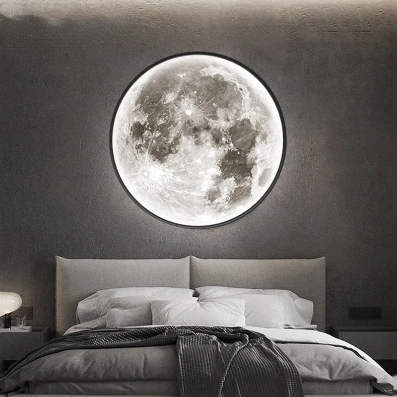 Modern Moon Light Wall Lamp Bedroom Background LED Sconce Light Living Home Decor Creative Earth Stairs Interior Wandlampe