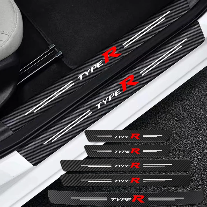 Auto Carbon Fiber Decals Stickers Car Door Threshold Scuff For TYPE R Civic Accord HRV CRV CITY Jazz Pilot FIT accessories