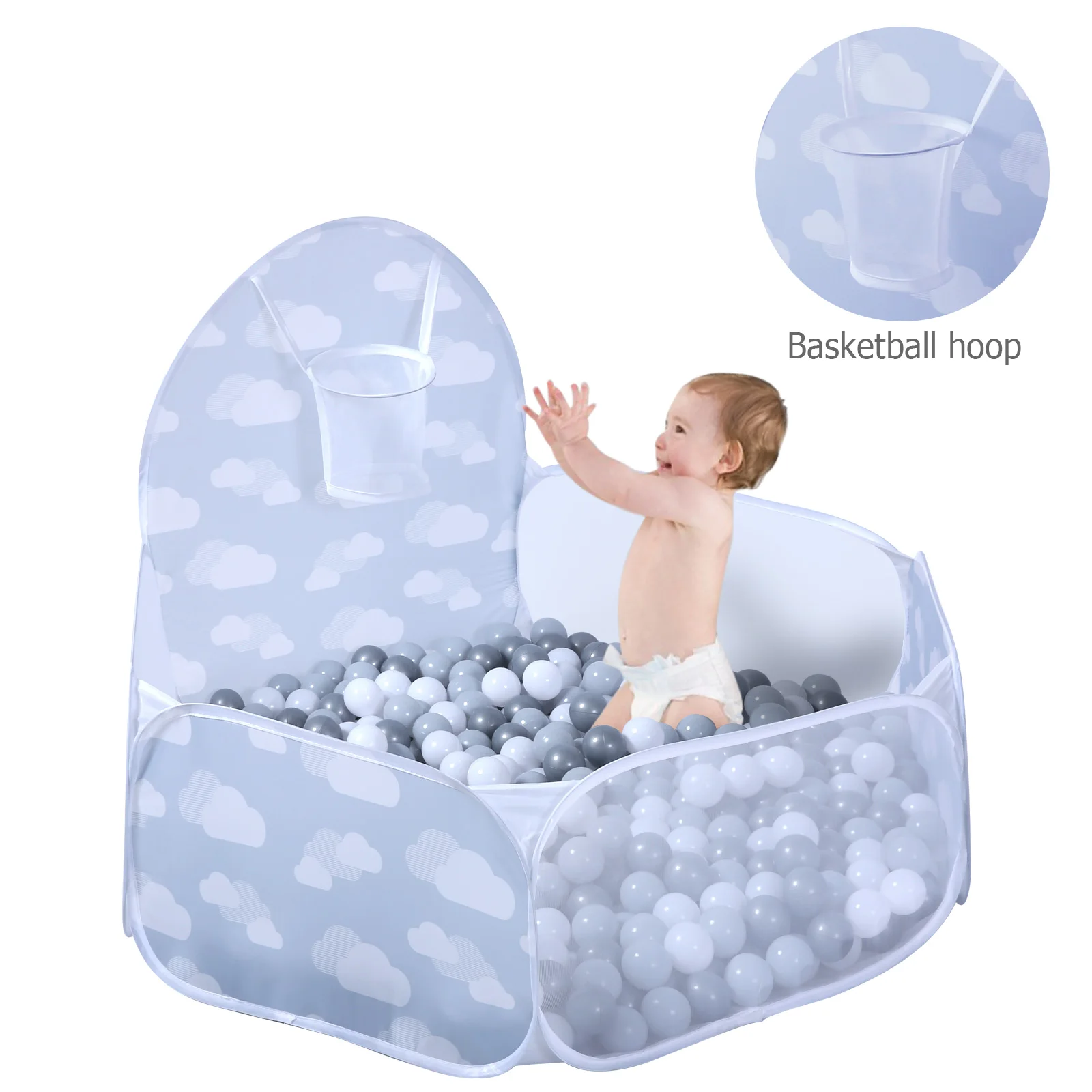 Ball Pit, Baby Pop-up Ball Pit Pool for Kids Toddlers Pets Play Tent with Hoop Indoor Outdoor Boys Girls(ball no include)